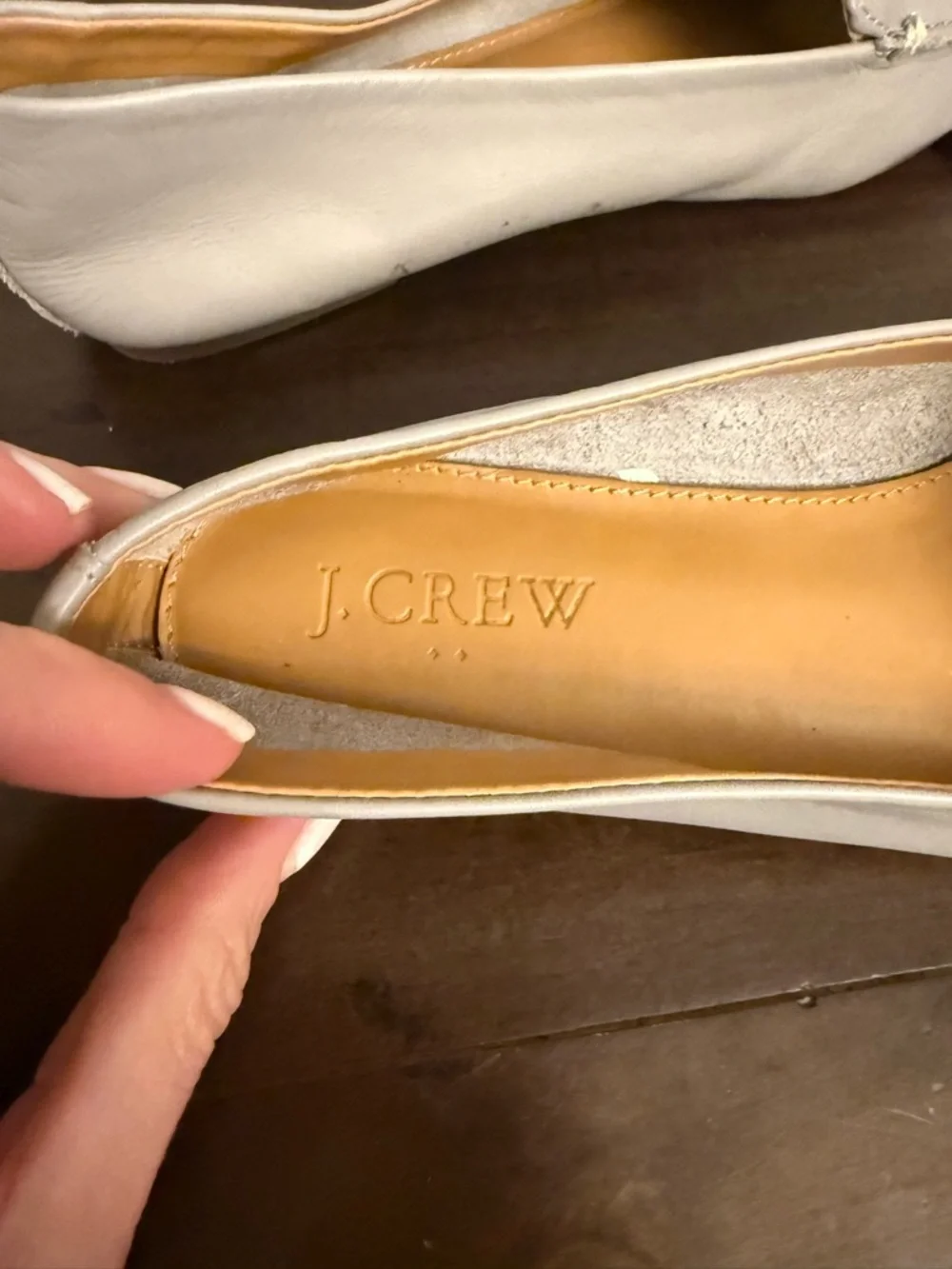 J.Crew Gray Pointed Toe Leather Loafers Flats Women’s Size 5.5 Minimalist